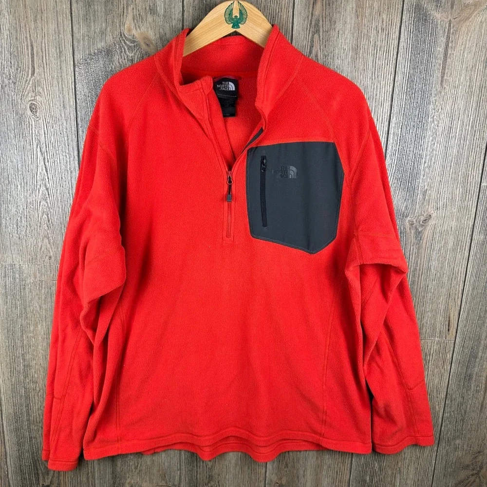 The North Face TKA 100 Trinity Alps 1/4 Zip Mens Large Red Fleece Pullover A32X
